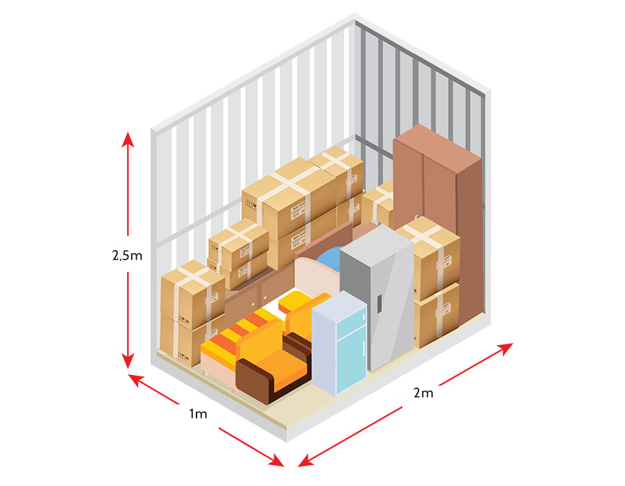 Small 1x2x2.5 Meter Storage Unit – 5m³ Space for Secure, Affordable, and Flexible Storage Solutions